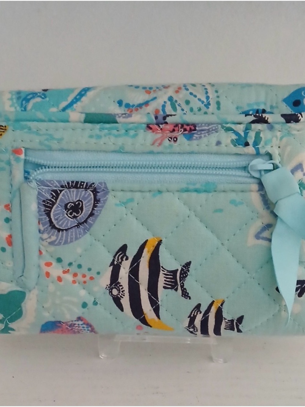 Vera Bradley Quilted Floral Paisley Wallet - Aqua Blue - Picture 2 of 2